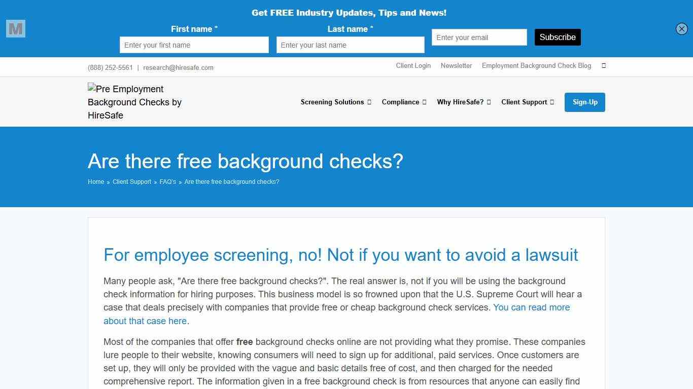 Why Free Employment Background Checks Can Be Risky (FAQ's) | HireSafe